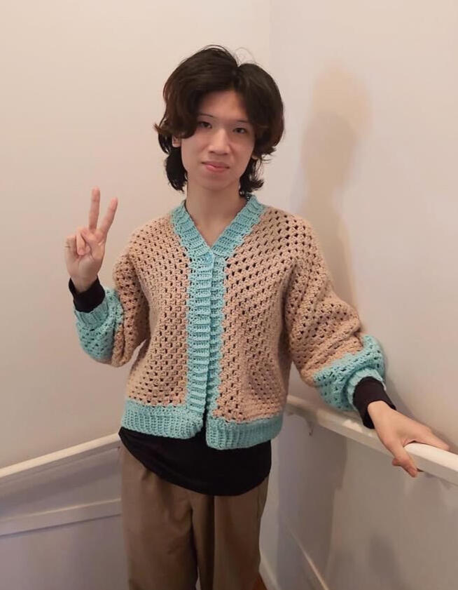 Sweet Spring Cardigan - Beige and Teal